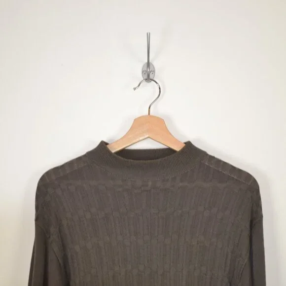 Barcelino Mens S Jacquard Long Sleeve Pullover Fancy Textured Stretch Sweater